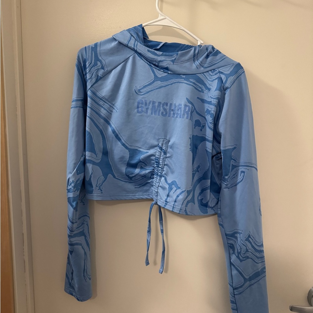 Gymshark - Cropped Light Blue Patterned Hoodie - image 1